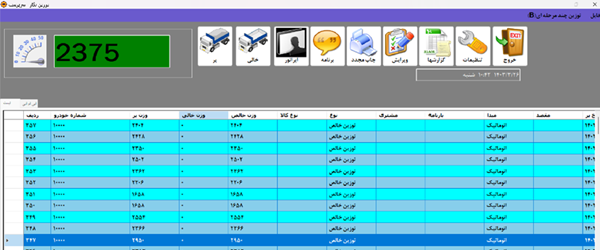 نرم افزار باسکول توزین نگار